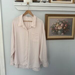 Aritzia Wilfred Free Relaxed Linen Button-Down Shirt —‎ Light Pink — Size L